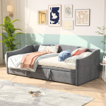 Diivan voodi 90 x 200 cm, hall, samet, 3 reguleeritava funktsiooniga, 210 x 100 x 74.5 cm