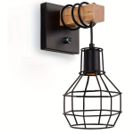 T&ouml;&ouml;stuslik Vintage Seina Lamp, Rustikaalne Metall ja Puit., SL