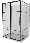 Mexen Rox-3S 3-seinaga vasakpoolne liugklaasiga du&scaron;inurk 120 x 80 cm, must ruudustik, must - 8C2-120-080-70-77-3S-L