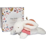 Doudou og Selskab - Plys Has - 25 cm - Hvid/Terracotta Pompom Hare - Smuk Gave&aelig;ske - Happy Boho - Happy Doudou To
