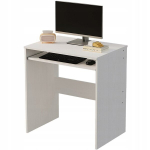 Valge arvutilaud klaviatuuririiuliga, loft-stiilis, 70 cm