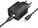 Hoco N55 20w laadija: 2x Usb-c, 2x Usb-a, Lightning kaabliga