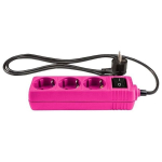 Pikendusjuhe Entac 3 pistikupesa, 1,5m, 16A l&uuml;litiga, roosa