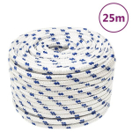 vidaXL paadik&ouml;is, valge, 14 mm, 25 m, pol&uuml;prop&uuml;leen