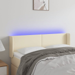 vidaXL LED-voodipeats, kreemjas, 147x16x78/88 cm, kunstnahk