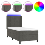 vidaXL kontinentaalvoodi madratsiga ja LED, tumehall, 100x200 cm, samet