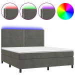 vidaXL kontinentaalvoodi madratsiga ja LED, tumehall, 180x200 cm, samet