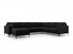 Panoraam parempoolne nurgadiivan velvet sofa Venus, 6 istekohta, must