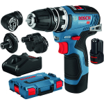 BOSCH Professional Drill GSR 12V-35 FC 2xbatteries 3.0 AH + Gal 12v-40 GFA charger 12-H -B W E X L-BOXX