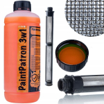 Komplekt Rosfix PaintPatron 3in1 + Filter &ndash; Puhastav vedelik 1L, 60 mesh, Graco FTX/XTR jaoks