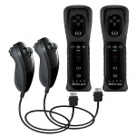 (Must - 2 komplekt)paar kaugjuhtimispulti Nunchucki kontrolleriga Wii m&auml;ngude jaoks, Wii konsooli juhtmevaba m&auml;ngupuldi jaoks koos Motion Plusiga, Juoda - 2 komplektas