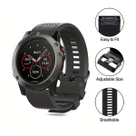 Nutikell 26MM 22MM 20MM Pehme Silikoon K&auml;ekellarihm Garmin Fenix jaoks, Juoda
