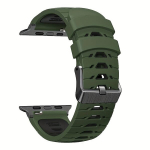 Hingav Silikoonrihm Apple Watch Ultra 2 / 49mm 45mm 44mm 42mm - Nupu Kinnitusega - Ilma Akuta, Armija žalia 1