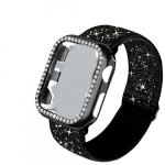 2komplekti S&auml;delev iWatch Kaitsva &uuml;mbris ja rihmad, Bling juodas dėklas su juostele