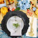 10tk Elegantne Must Laadimislauakomplekt - 33.02cm Vintage Stiilis Taaskasutatav N&otilde;udepesukomplekt.