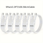 5pakki USB-C Kiirolaadimiskaabel 60W Samsungi jaoks, 5 vnt cc 100,58 cm kabelis