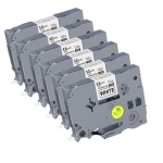 6Pack TZ/TZe lint Brother sildiprinter 12mm lamineeritud valge TZe-231.