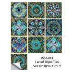 10tk Vintage Lilleline Plaat Seina Kleebis - K&ouml;&ouml;k & Vannituba Isekleepuv Veekindel Tapeet, 10x10cm