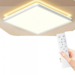1tk Lame H&auml;mardatav LED Laevalgusti, Kaugjuhtimispuldiga, 29cm Ruut, 24W 3200LM, 3000-6500K &Uuml;li&otilde;huke Laelamp, Taustavalgusefektiga., Baltas