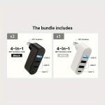4-porti USB 3.0 ja 2.0 jaotur p&ouml;&ouml;ratava &uuml;hendusega, suure kiirusega andmeedastuse adapter, &uuml;hildub USB Type-C lauaarvutitega., Juoda*2 + balta