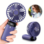 Kaasaskantav K&auml;eshoitav Kaela Ventilaator Aroomiteraapia Digiekraaniga 5 Kiirusega 90&deg; Reguleeritav Laetav., Violetinė