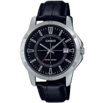 Meeste k&auml;ekell Casio musta nahkrihmaga TY53740