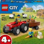 LEGO City 60461 Red Farm Tractor with Trailer and Sheep - Game for Children 4 Years Old