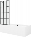 Vann Mexen Cube viimistluse ja klaasseinaga, 170x80 cm + 80 cm, White+Black grid