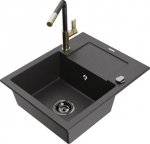 Graniidist k&ouml;&ouml;givalamu Mexen Enzo koos segisti ja sifooniga, Black granite+Black granite/Gold