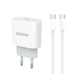 Dudao A14EUC PD 20W USB-C seinalaadija kaabliga - valge
