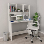 vidaXL kirjutuslaud, riiulitega, valge 110x45x157 cm puitlaastplaat