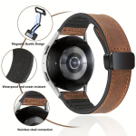 Nutikell 22mm/20mm Ehtne Nahast Kellarihm Sobib Samsungi Vaatajaoks, Tamsiai rudas