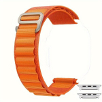 Nutikell Vastupidav m&auml;gine punutud nailonist kellarihm Apple Watchile., Skaidrus oranžinis
