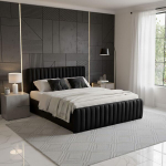 Voodi POSH + Madrats SAPNAS 2 XL|140x200|Must|Veluur