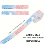 Marklife Veekindlad V&auml;rvilised Termokleebised - L&auml;bipaistvad, M&auml;ngulised Identifikatsioonisildid Lastele, 1.19cm X 3.99cm Rull., RP12*40-150 Romanti&scaron;kas vy&scaron;nių žiedas