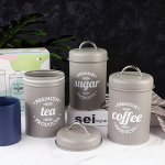 Premium 3-Osaline Roostevaba Kohv, Tee, Suhkur Konteinerit Komplekt, Pilka