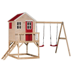Puumaja lastele, m&auml;nguv&auml;ljak kiigega, Wendi Toys M27R, punane, 192 x 405 x 242 cm