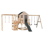 Puidust laste m&auml;nguv&auml;ljak lium&auml;e, kiige, ronimisseinaga, Wendi Toys M28G-G, hall, 342 x 563 x 242 cm