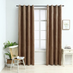 vidaXL pimendavad kardinad r&otilde;ngastega 2 tk, samet, beež, 140 x 225 cm