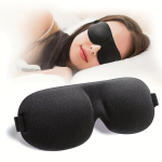 Siidist Unemask, 3D Silindrikujulised Silmaklapid, Reguleeritava Rihmaga Must Magamistarvik. , One size