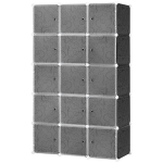 Riidekapp kuubikujundusega, 2 suurt ja 9 v&auml;ikest kuubikut, plastik, metall, 111L x 47S x 183K cm, must+valge, Juoda