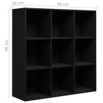 vidaXL raamaturiiul must 98 x 30 x 98 cm, puitlaastplaat, Juoda