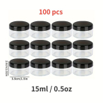 plasttopsid, 100 tk, 15 ml/0,5 uncijos juodas dangtelis