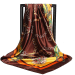 Naiste ehtekomplektid, naiste suur satiinist ruudukujuline sall siidist juukseid pakkiv disainersall 35x35 tolli, kohvi