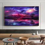 1 t&uuml;kk "Suur kuu" (70x40 cm) 5D p&auml;evane isetegemise teemantmaalikomplekt, t&auml;ielik &uuml;mmargune eriti suures suuruses teemantk&auml;sit&ouml;&ouml;komplekt t&auml;iskasvanutele, parim kodu seinakaunistus ja suurep&auml;rane valik kingituseks p&uuml;hadeks ja s&uuml;nnip&auml;evadeks