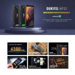 Telefon "Oukitel WP32 Tugev nutitelefon - 5.93 '' 'ekraan 4GB+128GB 20MP 6300Mah Android 13 - must, lisage meile pistik"