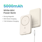 Akupank Ugreen 20W magnetiline kaasaskantav aku 10000mAh iPhone 15 Pro max - 5000mAh valge