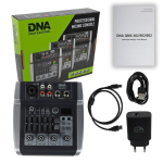 DNA QMX602 analoogheli mikser 6 kanalit Bluetooth USB MP3 Phantom +48V 2500 mAh laetav aku