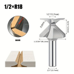 JGZUI Integreeritud Kaare Painutamise Nuga Vormit&ouml;&ouml;riist - 1/4 Kuuskant, R18/R30/R50 Raadius Puidut&ouml;&ouml;tlemise Freesiotsad, Vastupidav Karbiid/Volframist Teras., 1/2XR18 Turi siūlę