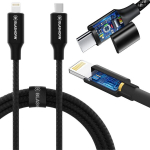 USB-C Lightning kaabel, QC3.0, tugevdatud, 1,8m